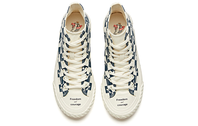 (WMNS) ANTA x AGU Life Series Sneakers Canvas High 'White Blue' 12948680-10