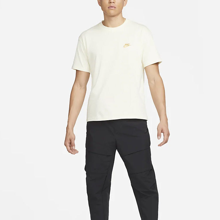 Men's Nike Logo Embroidered Word Printing Round Neck Casual Pullover Short Sleeve White T-Shirt DV8614-113
