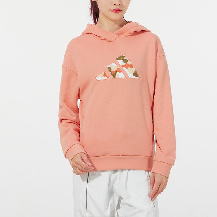 (WMNS) adidas Camouflage Logo Printing Hoodie Orange HB7363