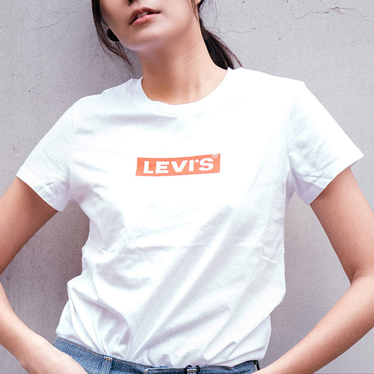 Levis Box Logo Casual Round Neck Short Sleeve White 17369-0903