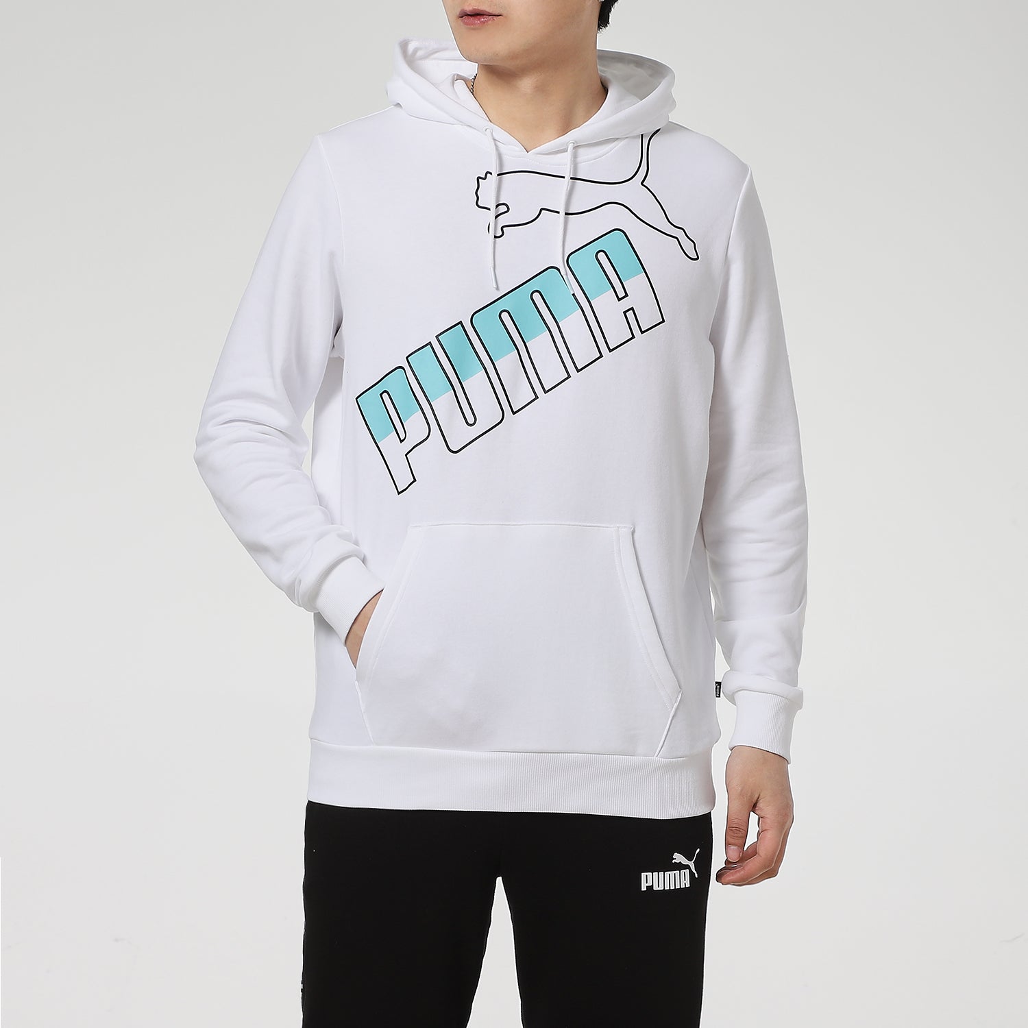 PUMA Athleisure Casual Sports Colorblock Printing Logo hooded Knit White 588667-02