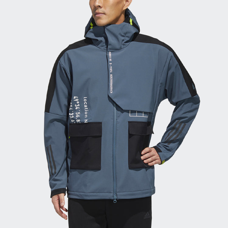 adidas M Tech Outr JKT Zipper Cardigan Casual Sports Hooded Jacket Blue FU6573