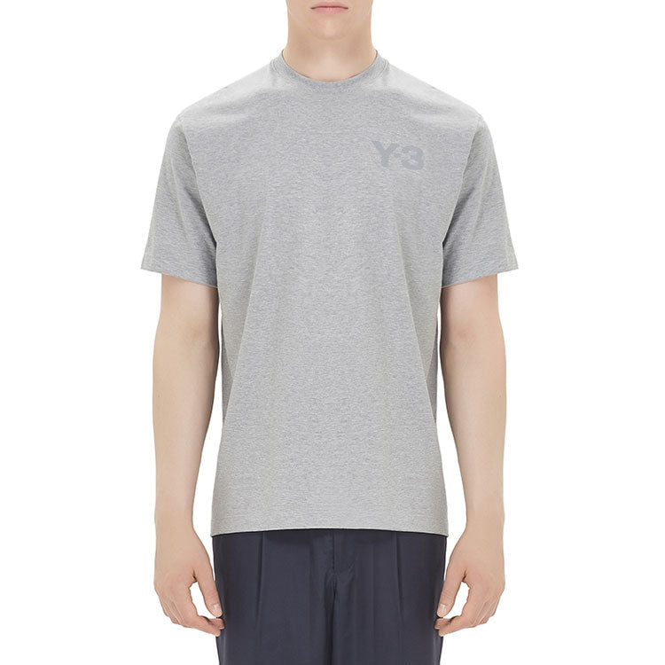 Men's Y-3 Casual Logo Round Neck Short Sleeve Gray T-Shirt GK4505
