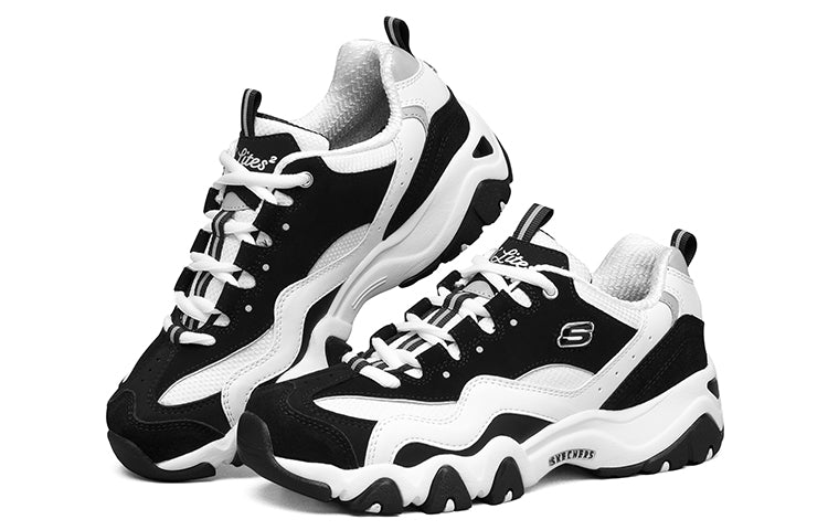 (WMNS) Skechers D'Lites low Dad Shoes GS Black/White/Grey 12493-BKW