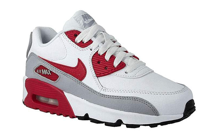 (GS) Nike Air Max 90 LTR Leather Low-Top White/Grey/Red 833412-106