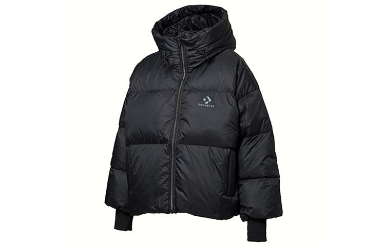 (WMNS) Converse Short Down Fill Puffer Hooded Jacket Asia Sizing 'Black' 10019326-A03