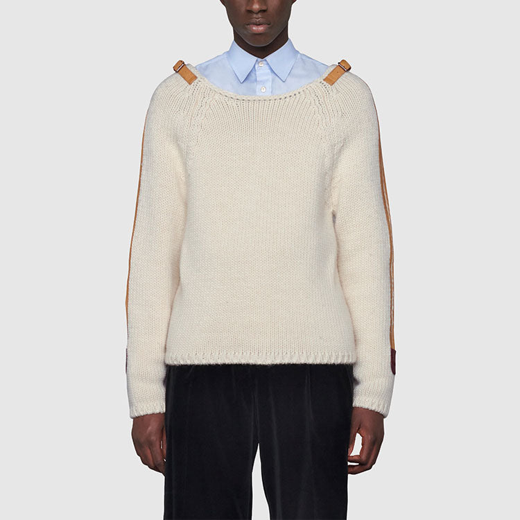 Gucci Wool Knit Jumper With Leather Detail 'Beige' 683716-XKB4H-9791