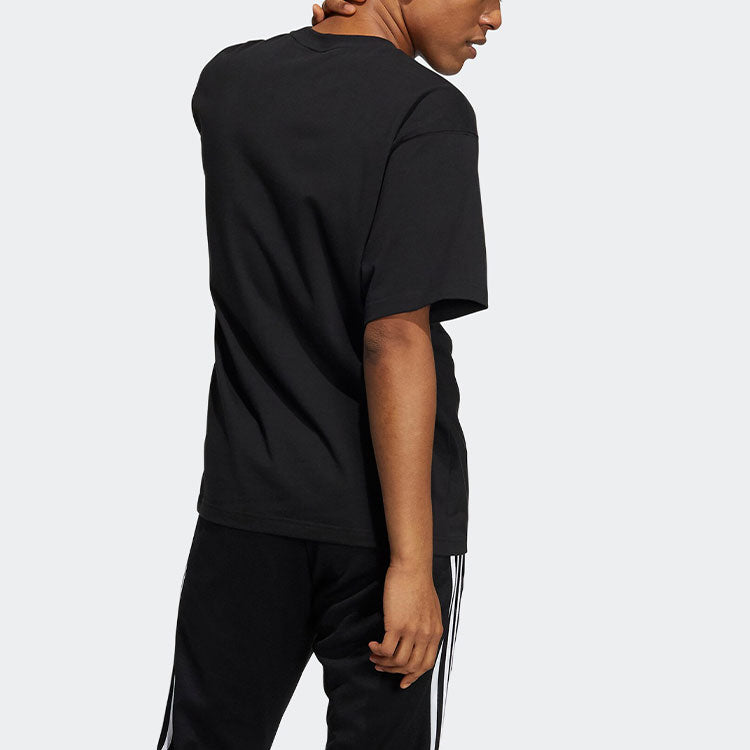 adidas originals Pattern Large Logo Printing Athleisure Casual Sports Round Neck Short Sleeve Couple Style Black HL4113