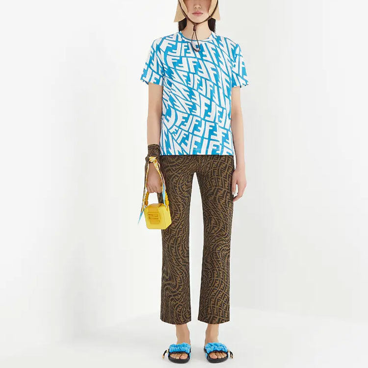 Alphabet Pattern Printing Round Neck Pullover Short Sleeve Blue Round Neck Short Sleeve T-Shirt FS7254AGT2F1AXZ