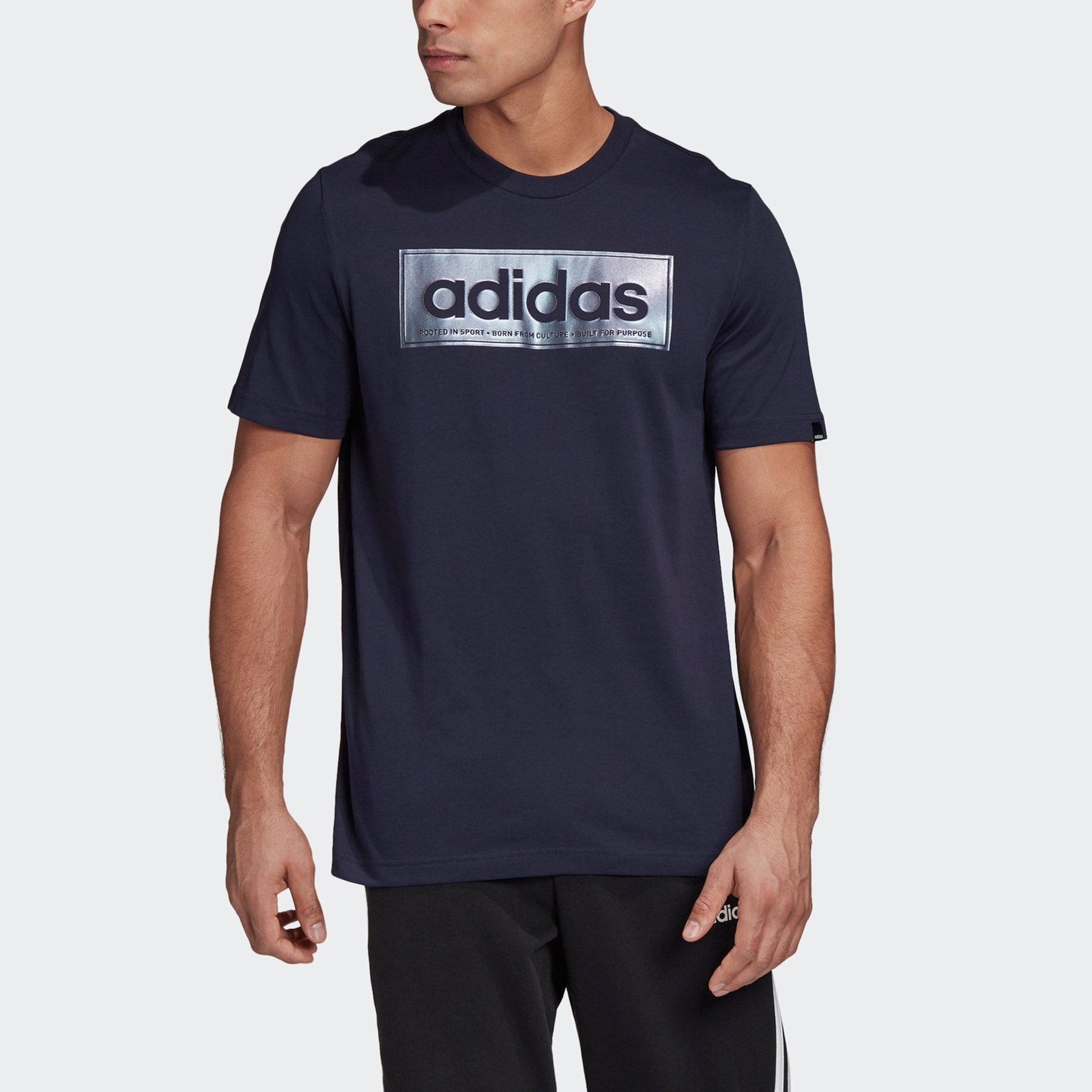 adidas M Clr Slv Lg T Logo Printing Sports Short Sleeve Navy Blue GD5914