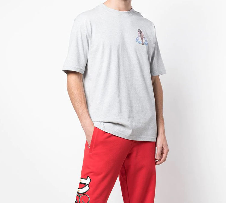 PALACE Rolls P3 Back Logo Gradient Large Triangle Printing Short Sleeve Unisex Gray P17TS132T