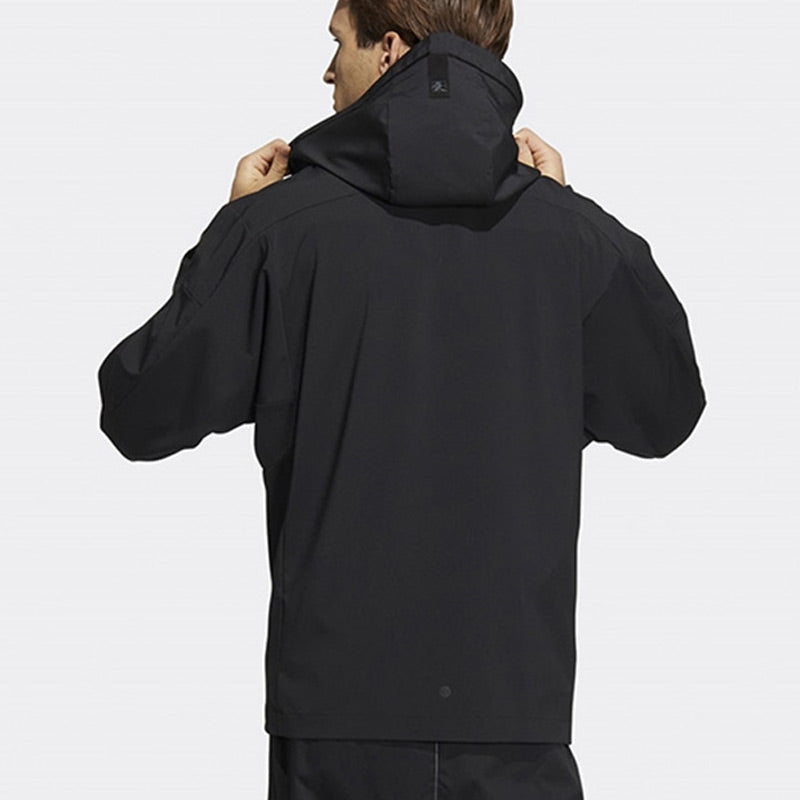 Men's adidas Wj Mh Wv Wb Athleisure Casual Sports Solid Color Hooded Woven Black Jacket HM2946