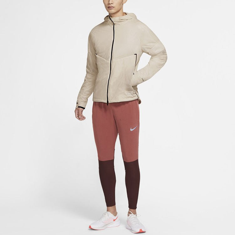 Men's Nike Solid Color Breathable Running Training Athleisure Casual Sports Jacket Light Brown CU7890-104