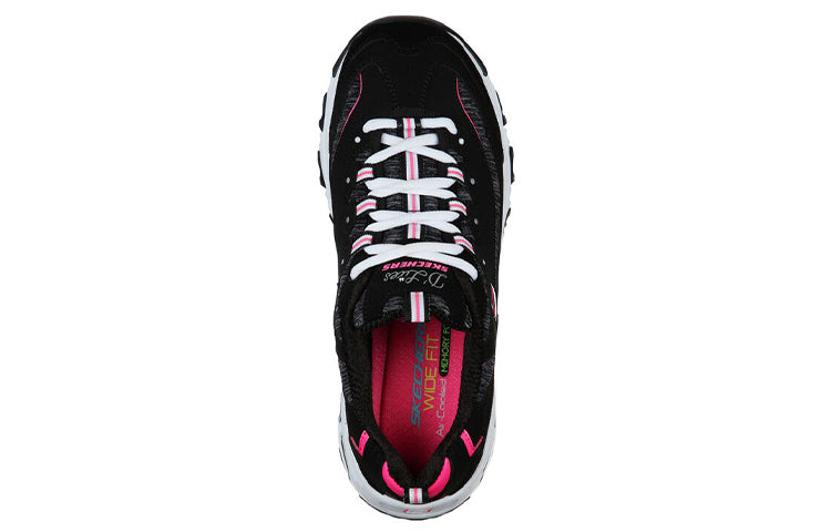 (WMNS) Skechers D'Lites Low-Top Running Shoes Black/Pink 11936-BKHP