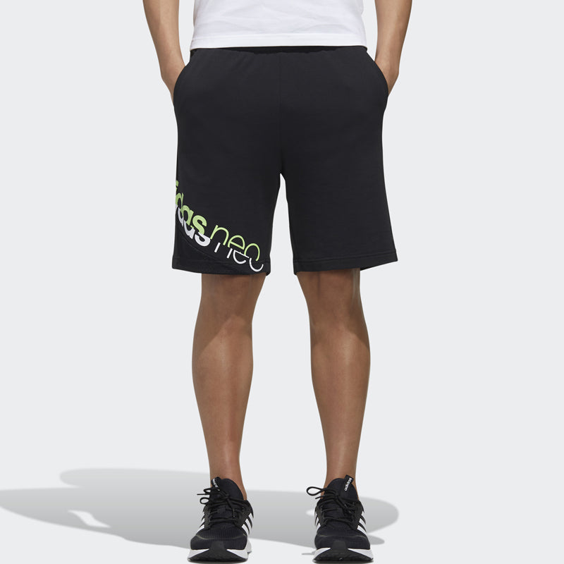 adidas neo M Cs Knit Shrt2 Alphabet Printing Drawstring Sports Shorts Black FN6504