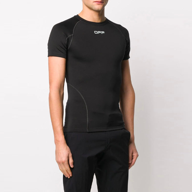 Off-White SS21 Logo Sports Short Sleeve Slim Fit Version Black OMVA001R20G500191091