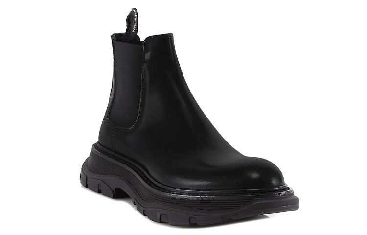 (WMNS) Alexander McQueen Leather Chelsea boots 'Black' 641837WHZ841000