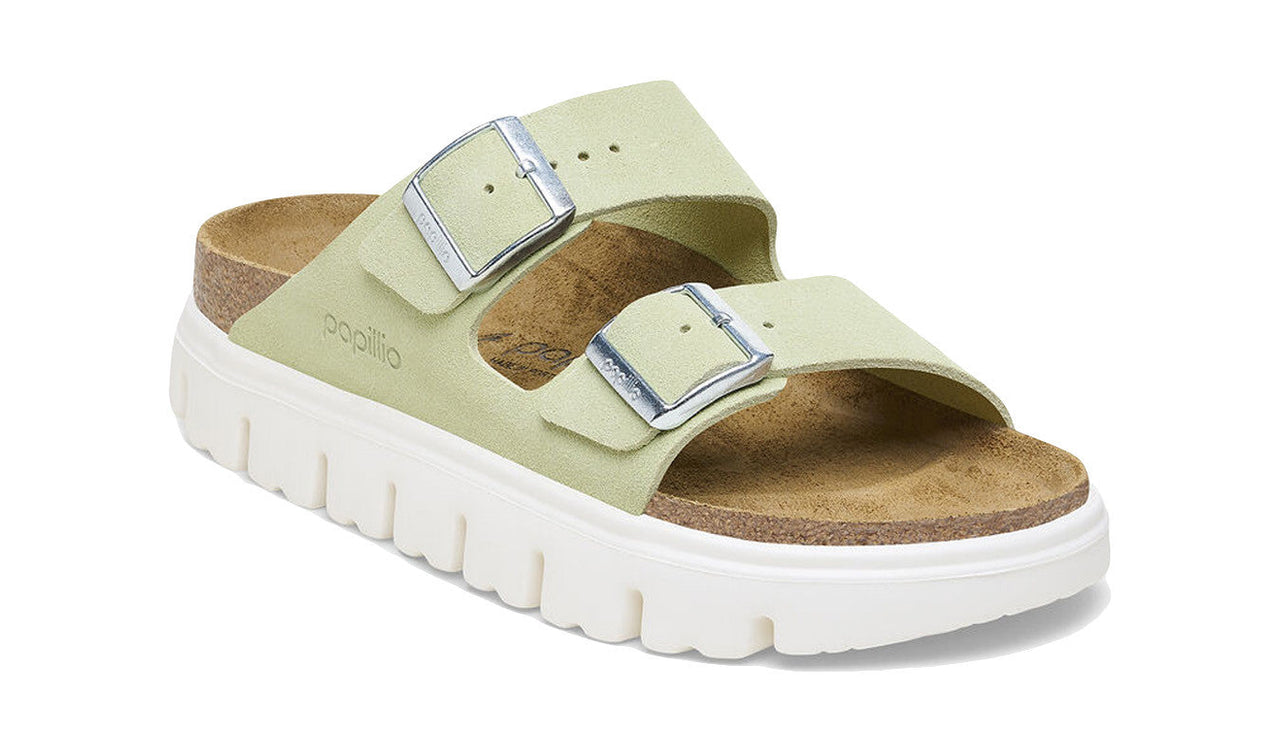 Birkenstock Arizona Platform Suede Leather Narrow Fit Sandals 'Faded Lime' 1026888