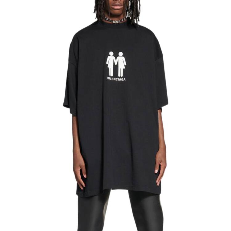 Balenciaga Pride 22 Oversized Cotton T-Shirt 'Black White' 694576TMVO21070