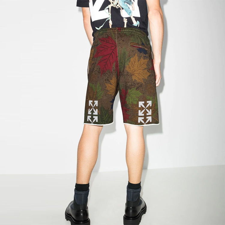 Off-White FW20 Leaf CamouflageArrowApplique Shorts Men's Khaki/Green OMCI006F20FLE0046001