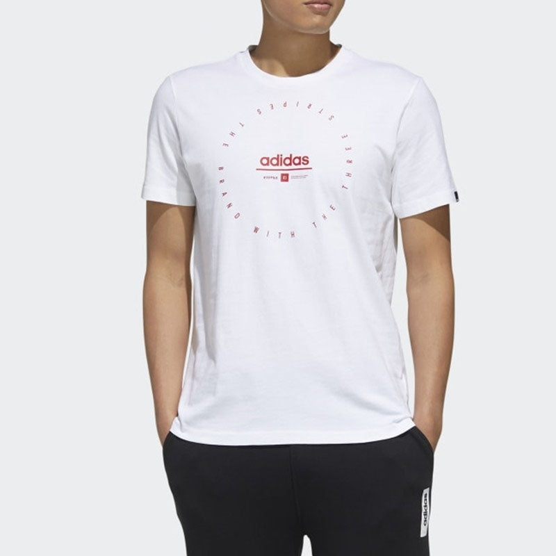 adidas M Adi Clk T Casual Sports Breathable Sweat Absorbing Short Sleeve White FM6059