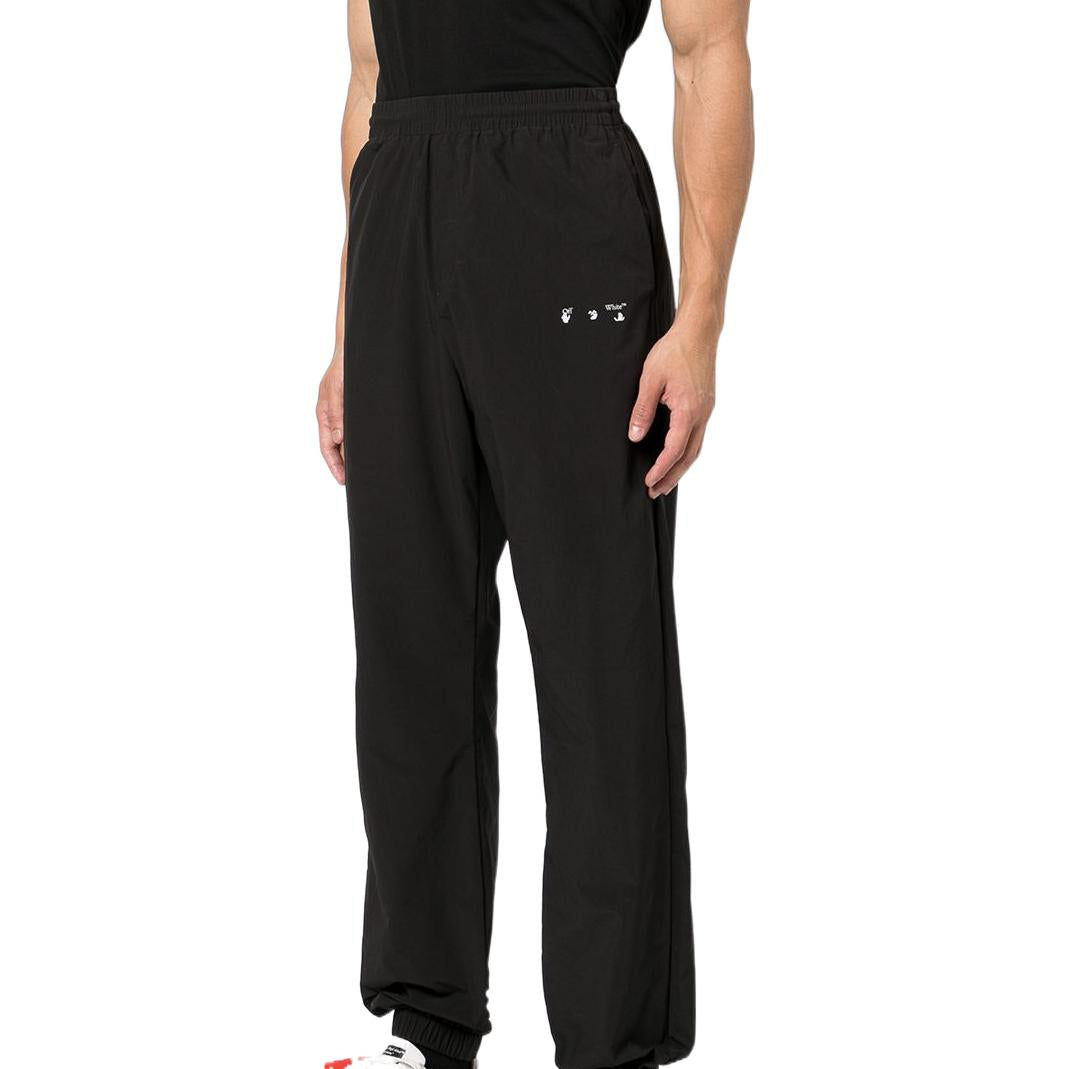 Men's Off-White FW22 Logo Printing Bundle Feet Sports Pants/Trousers/Joggers Black OMCA226C99FAB0011001
