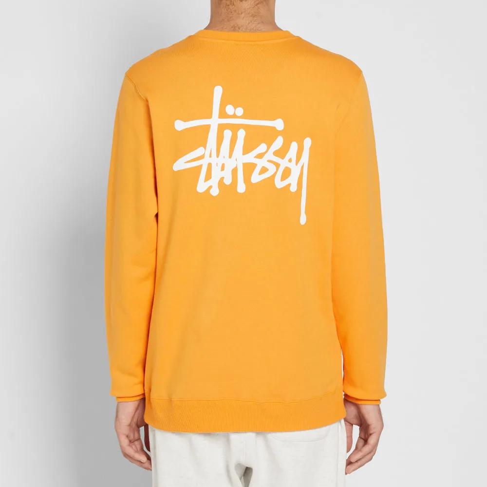 Stussy Unisex Basic Crew Logo Round-Neck Sweatshirt Orange/Yellow 1914105