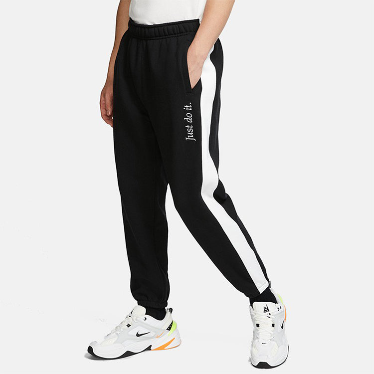 Nike Sportswear Jdi Embroidered Alphabet Contrasting Colors Fleece Knit Bundle Feet Sports Long Pants Black BV5536-010