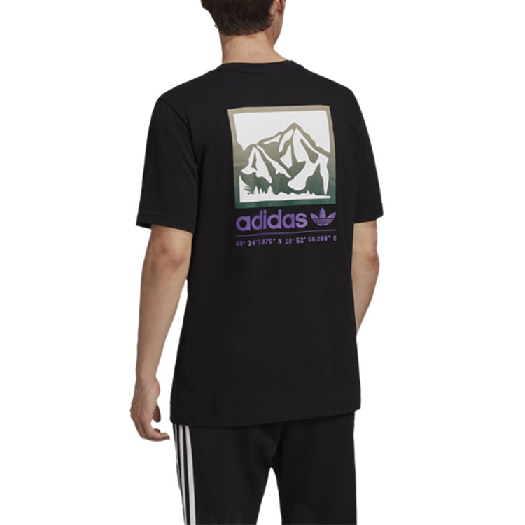 adidas originals Adiplore Gfx T Back Pattern Printing Casual Short Sleeve Black GV0966
