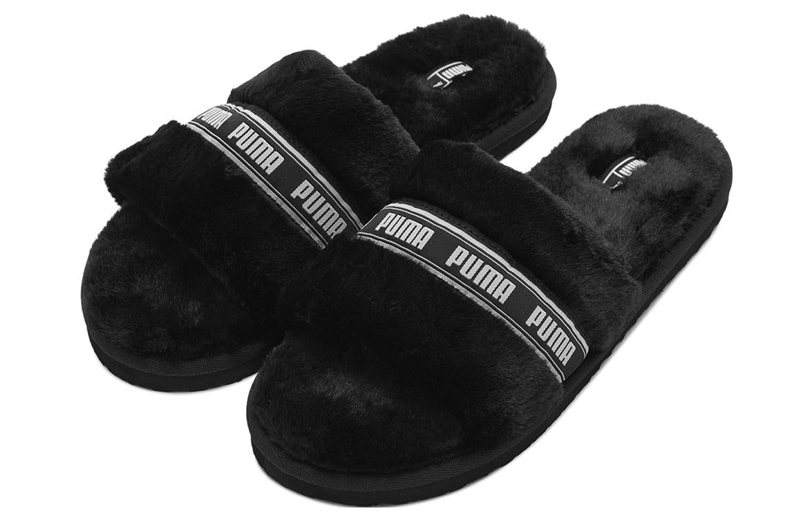 (WMNS) PUMA Fluff Bx Slippers 'Black White' 385342-01