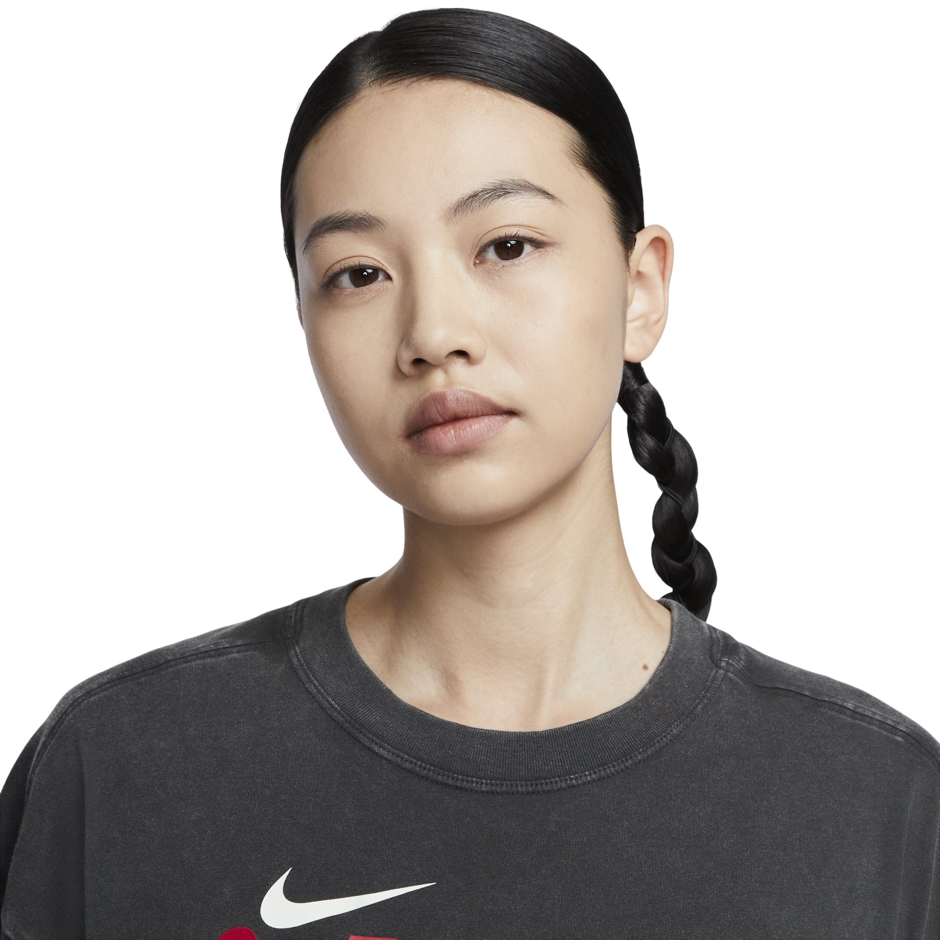 (WMNS) Nike Sportswear Oversized Graphic T-Shirt Asia Sizing 'Washed Black' HF6292-060