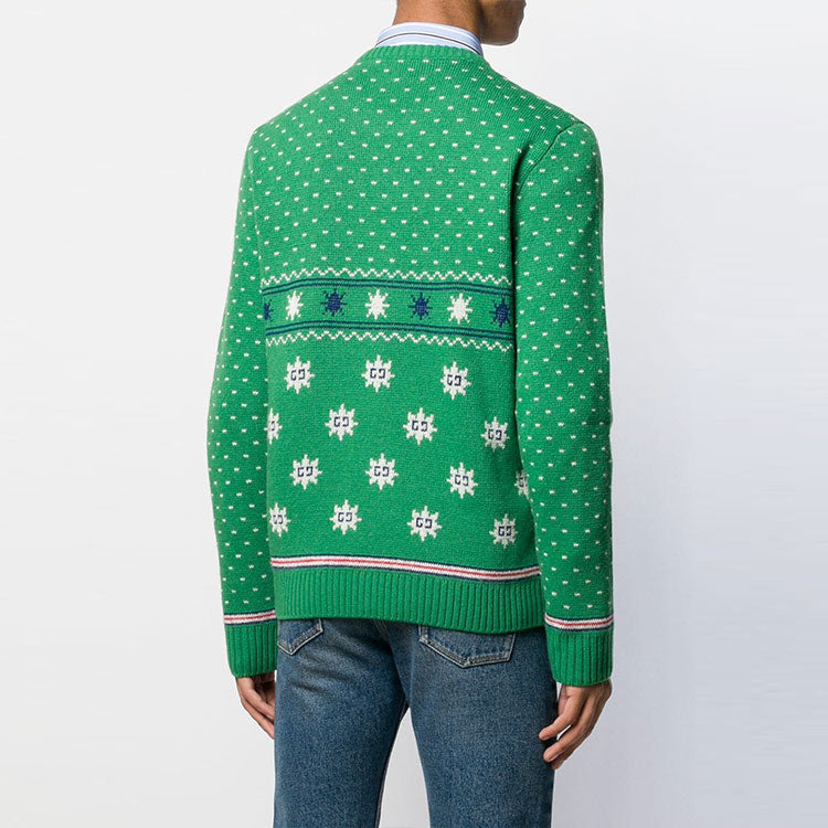 Gucci Tiger Jacquard Wool Blend Sweater 'Green' 571574-XKAQH-3516