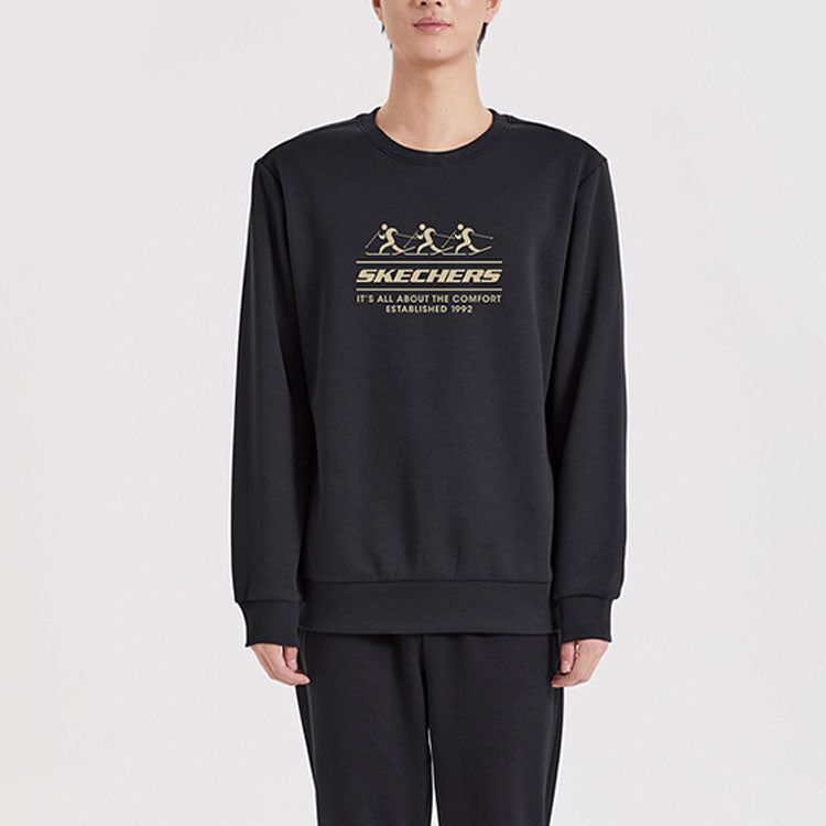 Skechers Logo Printed Crew Sweater 'Black Grey White Purple' L422U233