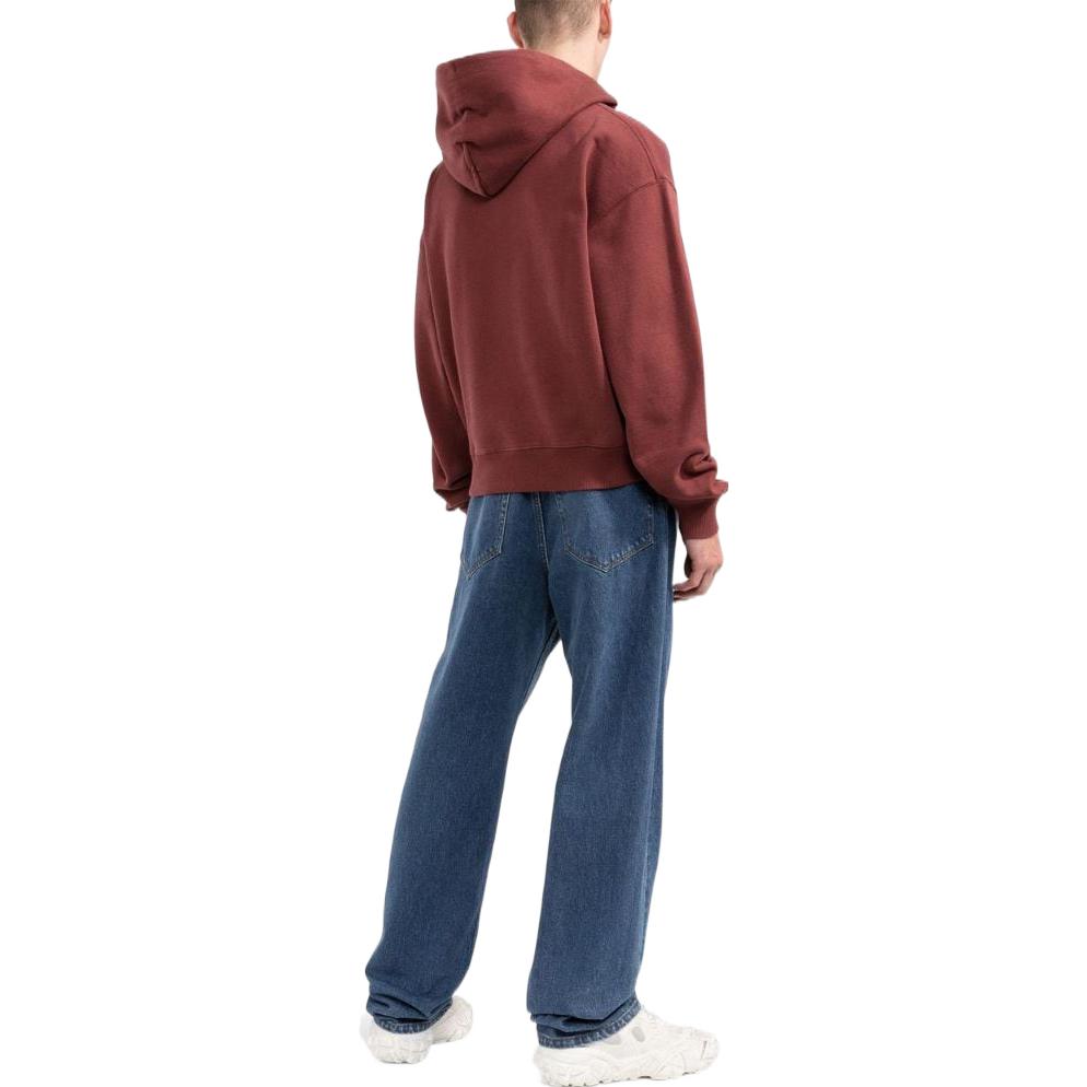 Men's Off-White SS22 Pattern Logo Hooded Long Sleeves Version Wine Red OMBB037F22FLE00228012801
