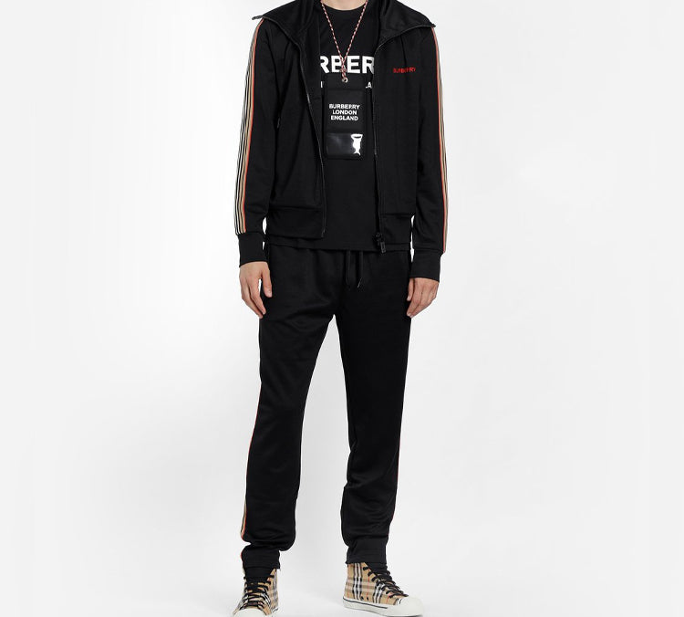 Burberry Locn Stripe High-necked Coat Jacket Male Black 80076881