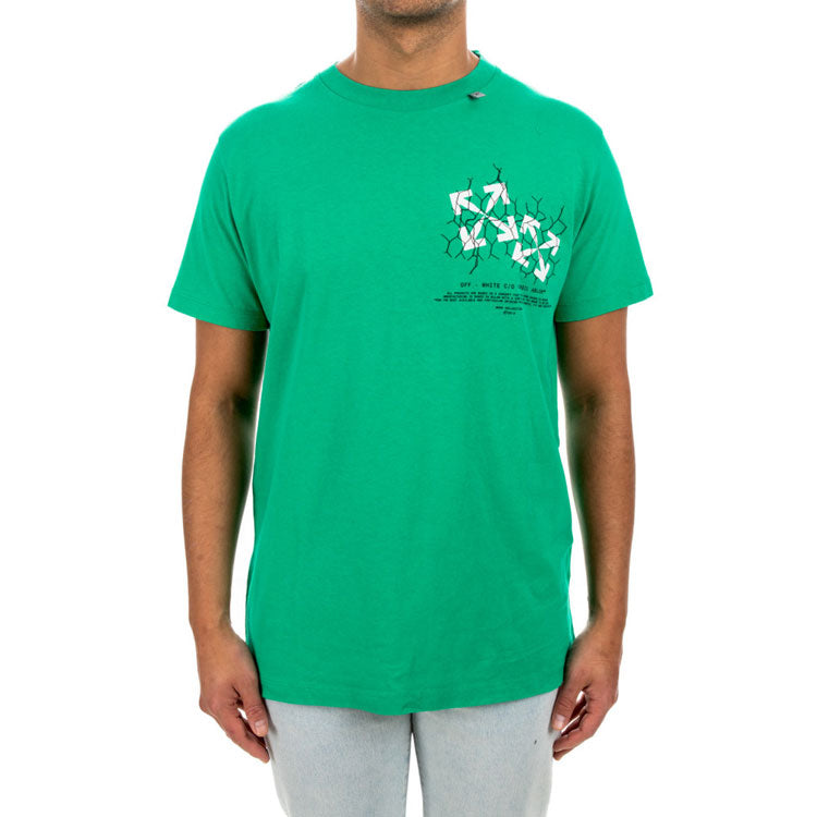 Off-White Green Fence Arrows T-Shirt Arrow Printing Short Sleeve OMAA027S201850024401