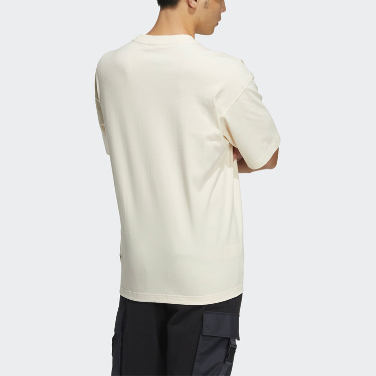 adidas originals Zipper Ss Tee Solid Color Sports Round Neck Short Sleeve Creamy White HH9441