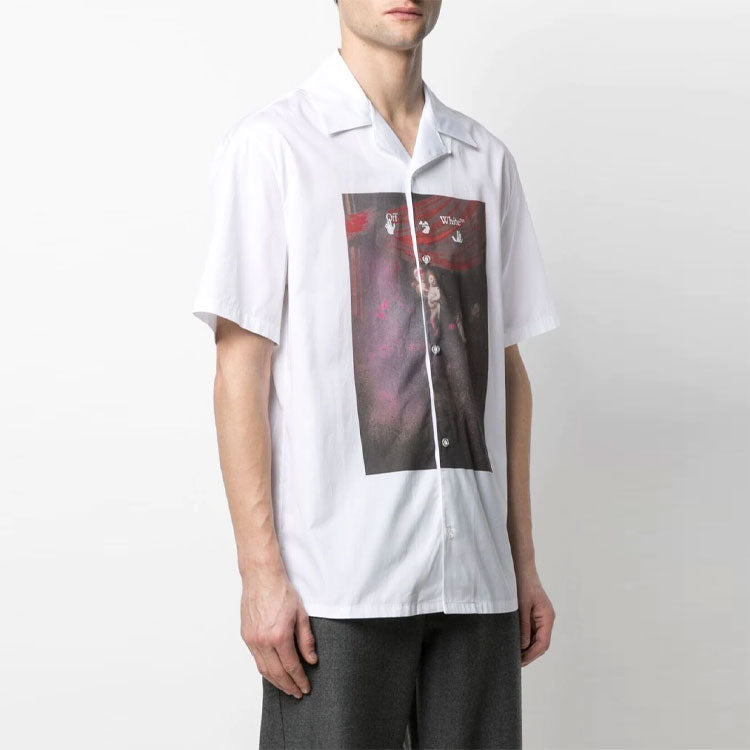 Off-White SS21 Arrows Pattern Printing Short Sleeve Shirt Version White OMGA163S21FAB0070125