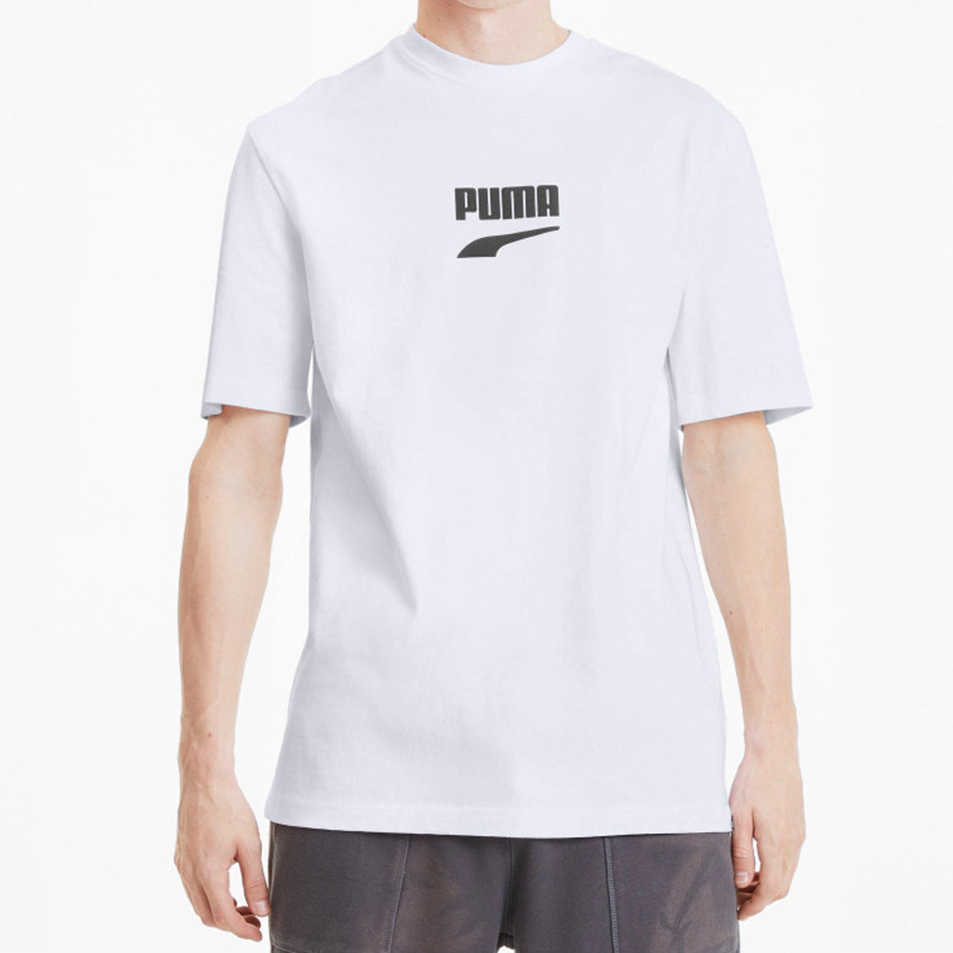 PUMA Downtown Classical Logo Short Sleeve TEE Men White 597348-52