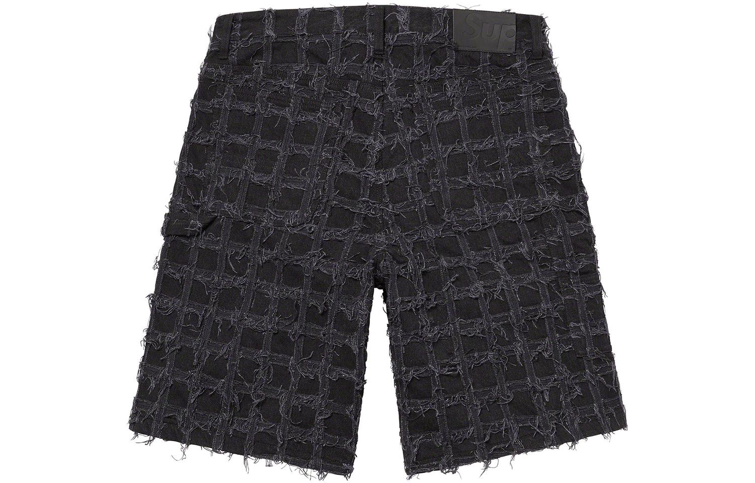 Supreme SS23 Week16 Frayed Patchwork Baggy Denim Shorts 'Black' SUP-SS23-259