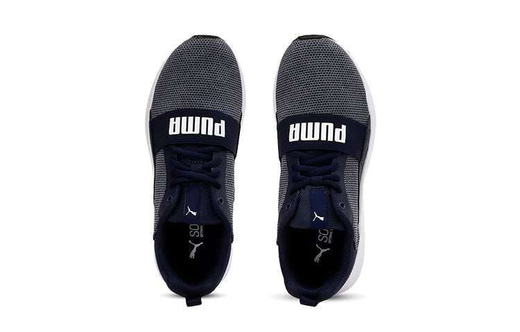(GS) PUMA Wired Knit Low Top Running Shoes White/Blue 367381-08