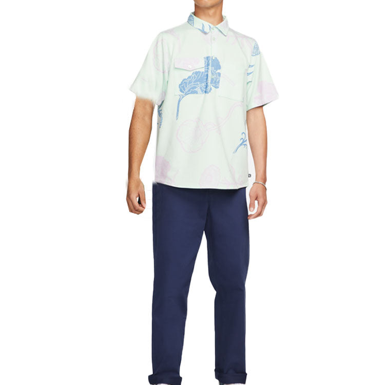 Nike SB Flower Full Print Casual Short Sleeve Couple Style Green DM0170-394