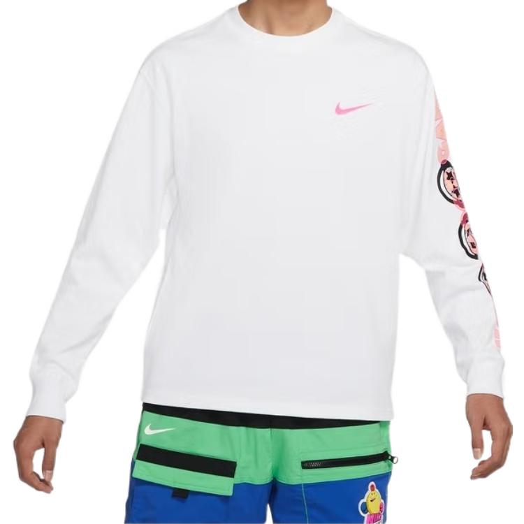 Men's Nike As Nsw Gc Ls Tee Alphabet Pattern Printing Athleisure Casual Sports Long Sleeves White T-Shirt DO6946-100