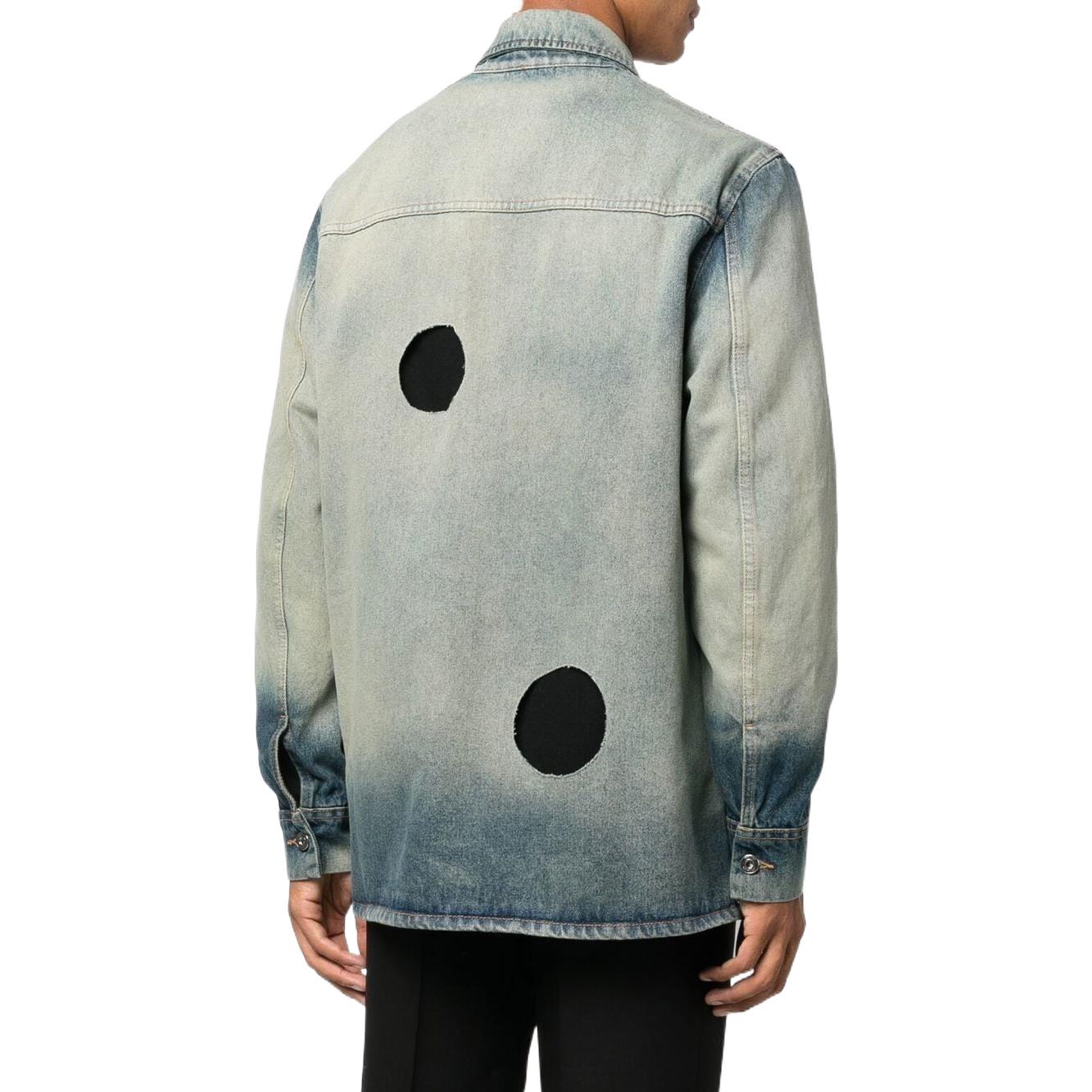 Men's Off-White FW22 Hollow Out Single Breasted Jacket Denim Ordinary Version Blue Gray OMYD043F22DEN0010900