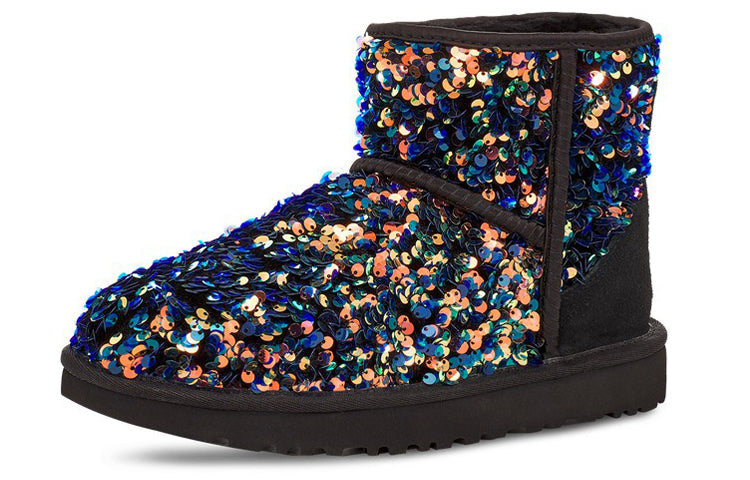 (WMNS) UGG Classic Mini Stellar Sequin Snow Boots Black 1112515-BLK
