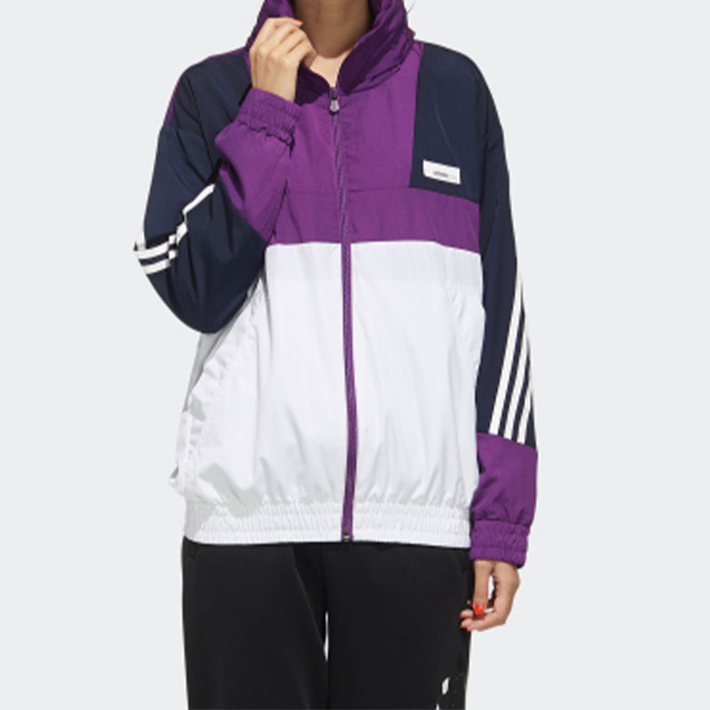 (WMNS) adidas neo Printing Hooded Jacket Purple FU1068