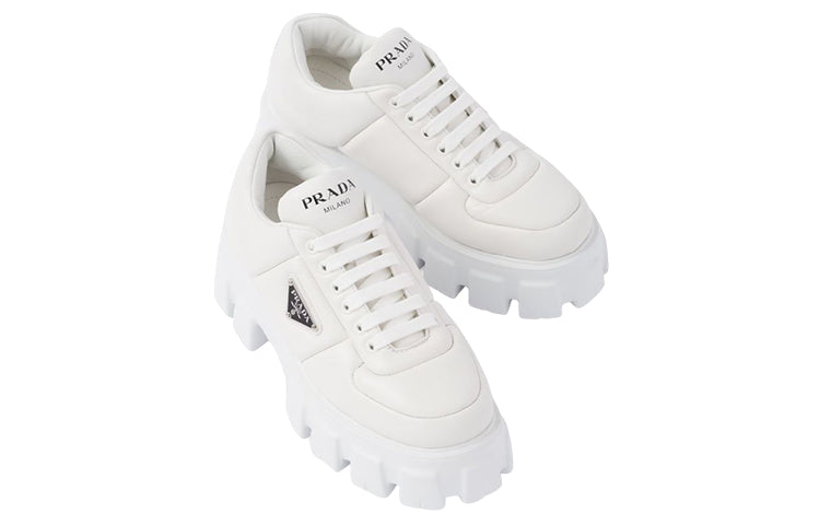 (WMNS) PRADA Monolith Brushed Leather Lace-up Shoes 'White' 1E119N_2DL8_F0009_F_055