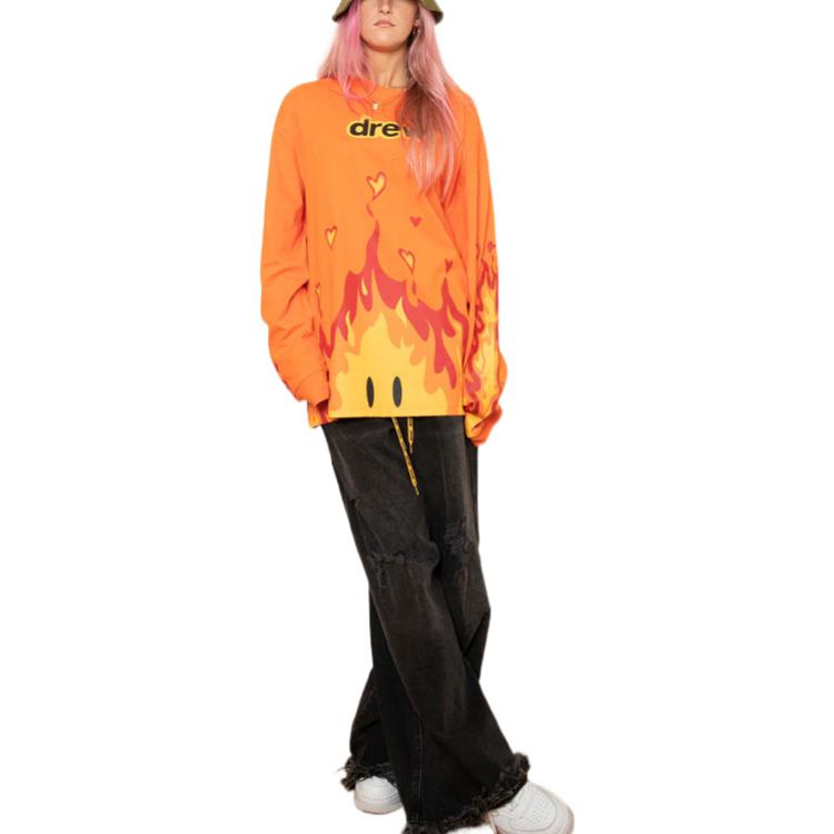Drew House Fire Long Sleeve T-shirt 'Orange' DR-FW22-789