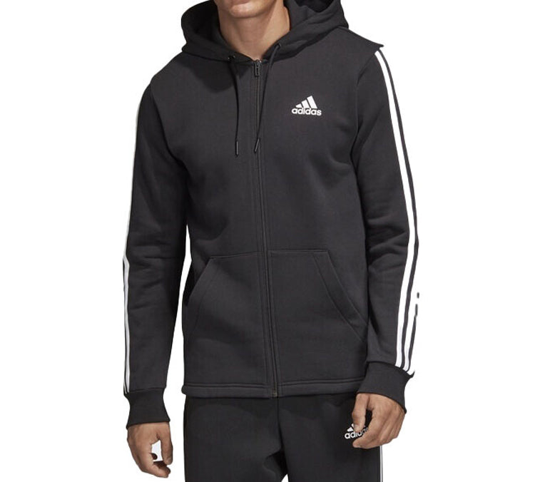 adidas Printing Sports Fleece Lined hooded Knit Jacket Black DQ1455