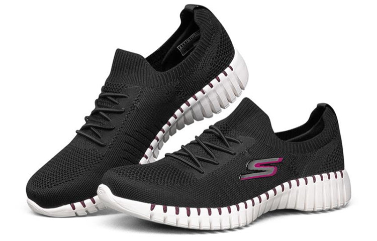 (WMNS) Skechers Go Walk Smart Running Shoes Black/White/Purple 124051-BKHP